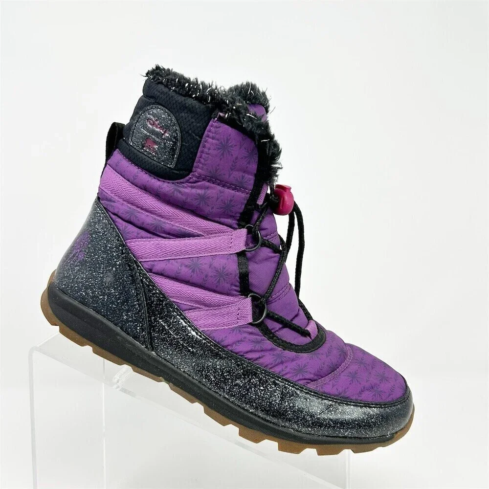 Sorel Disney Frozen 2 Whitney Short Girls Snow Boots Purple Glitter Elsa Size 6